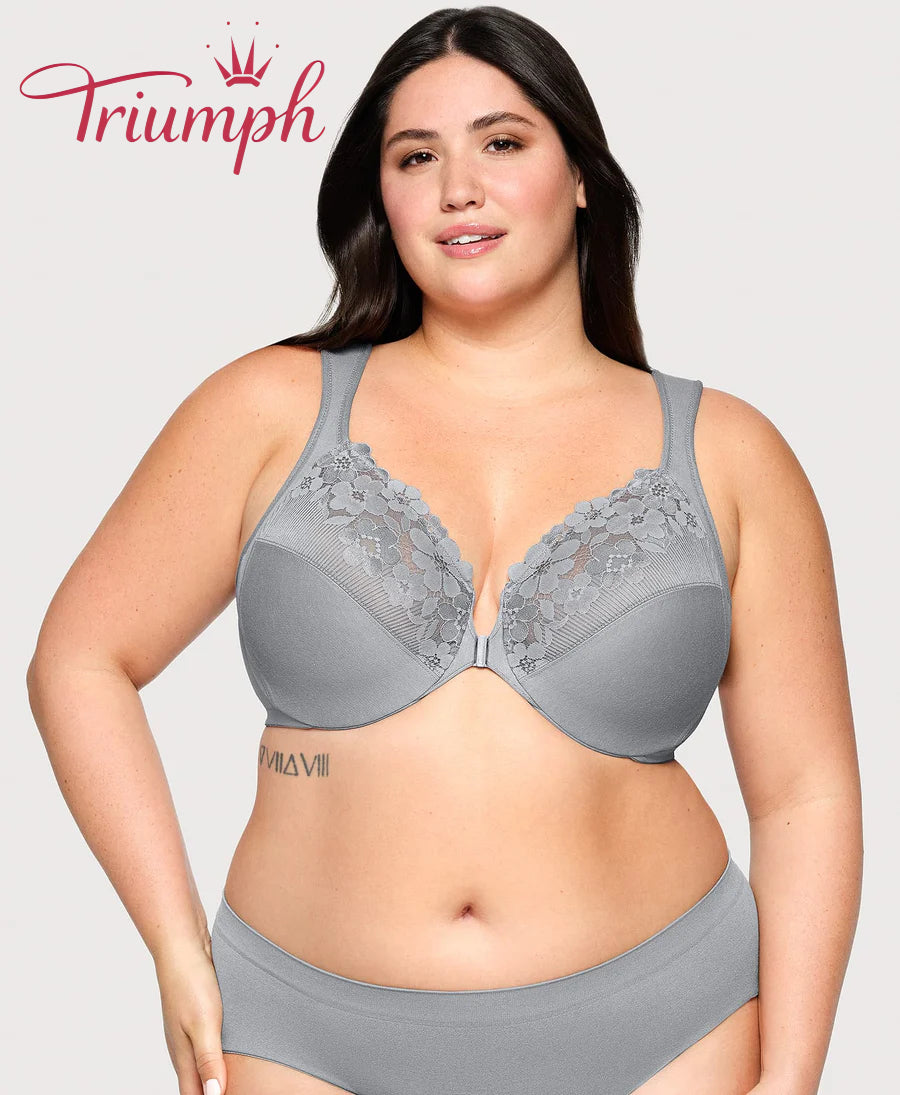 Triumph - (3 darabos) Pamut melltartó hímzett csipkével, elöl záródó