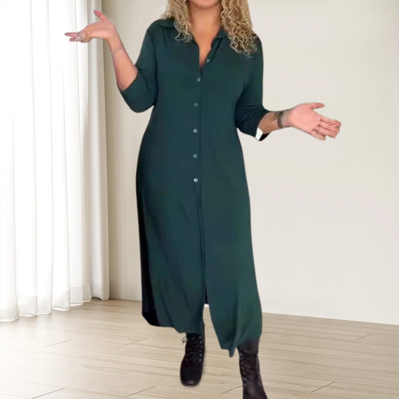 ✨ Hosszú ujjú ruha hajtókával és gombokkal