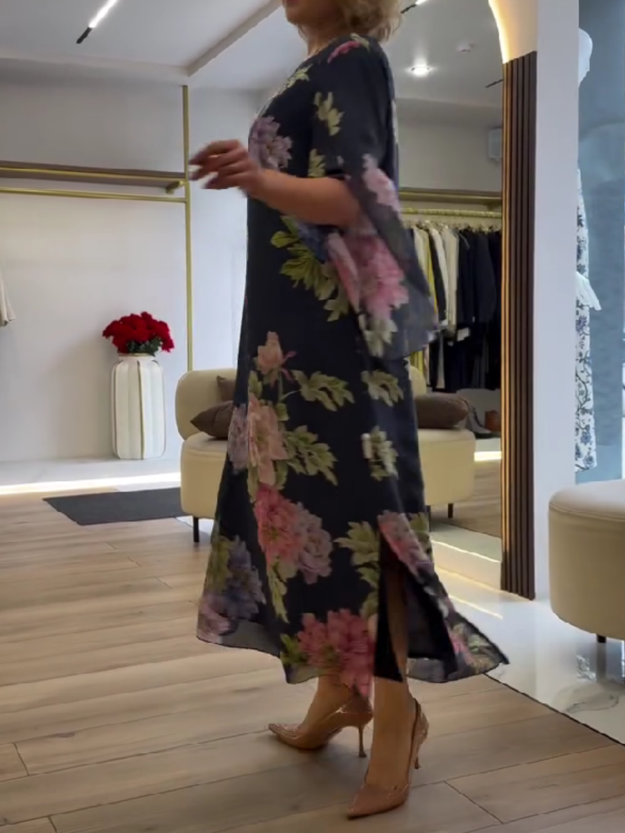 Egy egyedi maxi ruha virágmintával