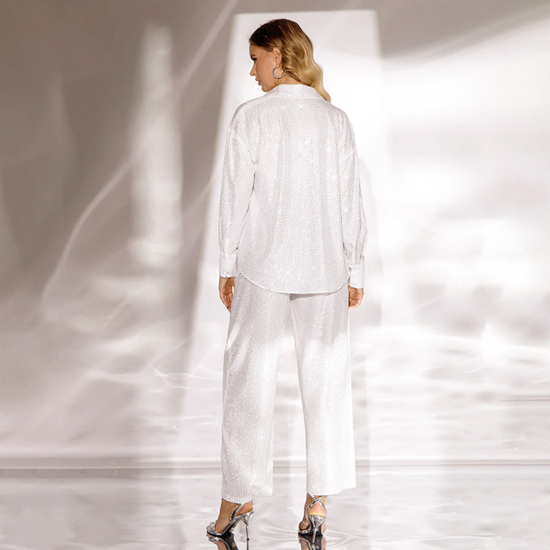 Gyönyörű blézer, kényelmes béléssel és bő szárú nadrággal (3 részes)