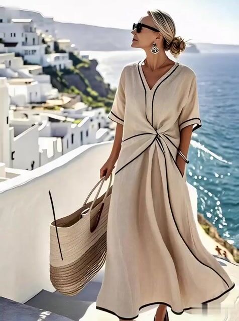 Laza női csíkos ruha