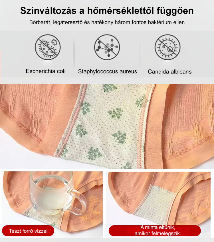 Magas derekú, hasleszorító, fenékemelő, varrat nélküli, üröm antibakteriális alsónemű
