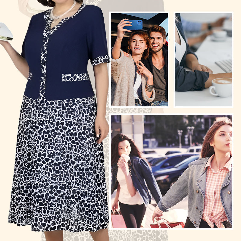 Elegáns, kétrészes, műszálas női ruha virágmintával