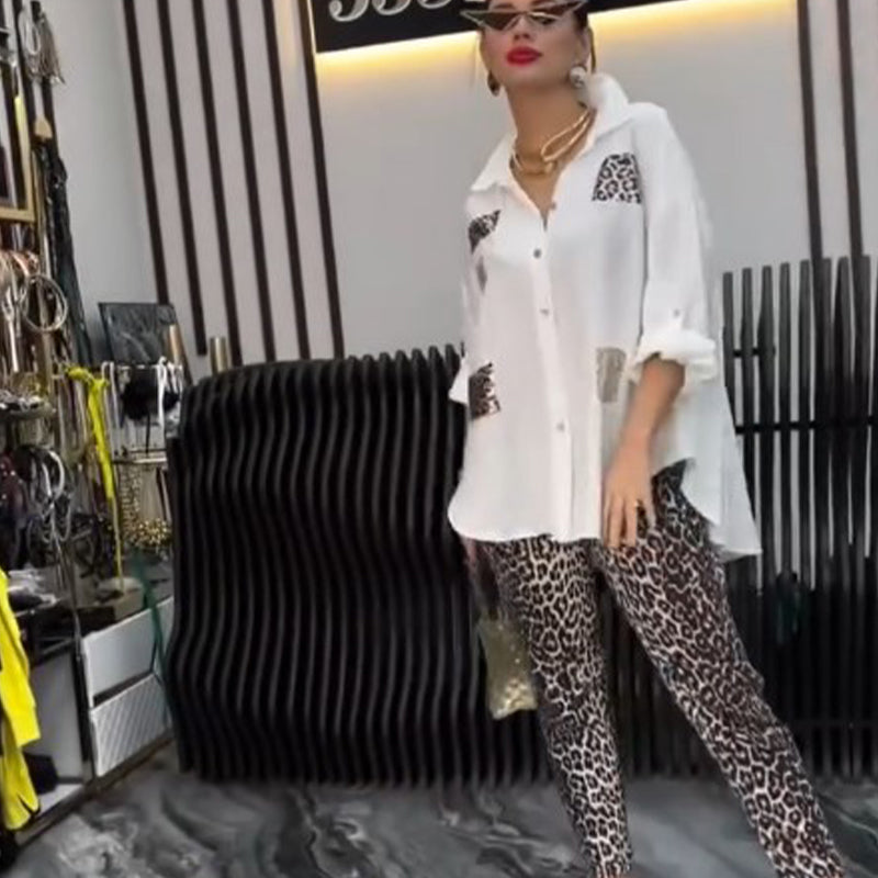 đ LeopĂĄrdmintĂĄs szett | 2 rĂ©szes lezser | Rugalmas pamut