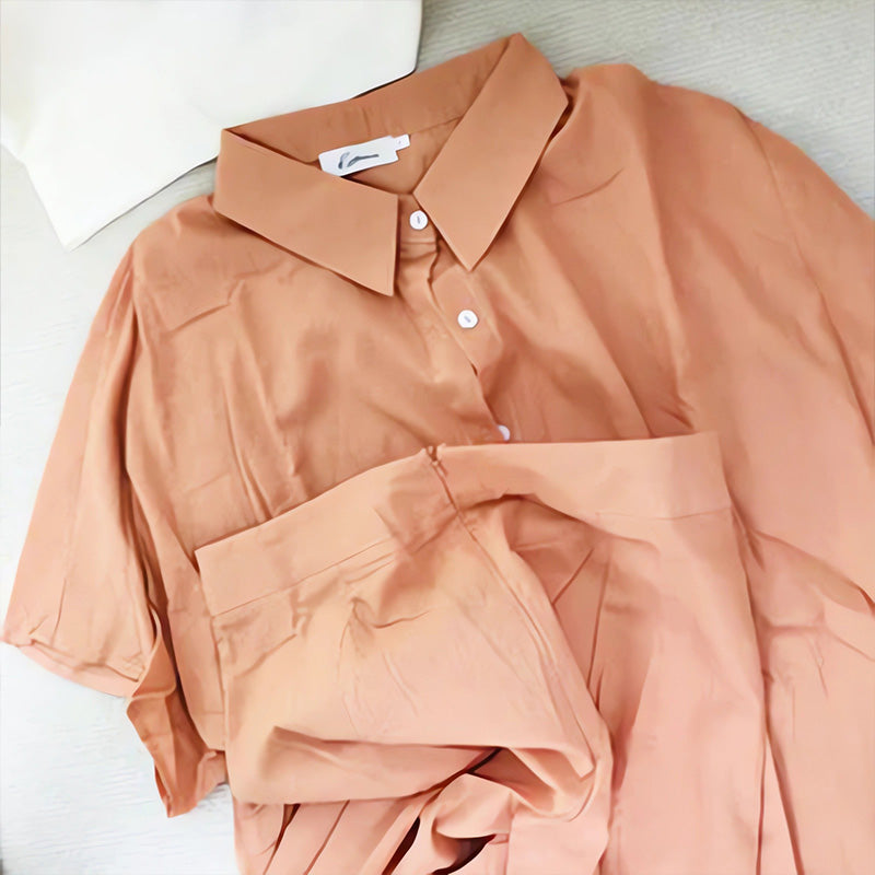 Női lezser kétrészes szett pamutból és lenvászonból