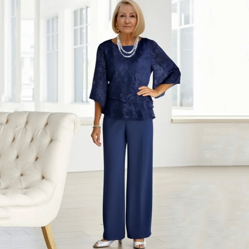 Elegáns női felsők megkötővel és bő nadrággal egy szettben