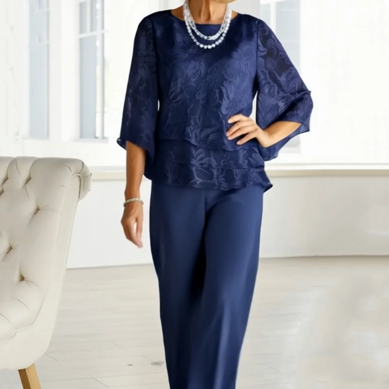 Elegáns női felsők megkötővel és bő nadrággal egy szettben