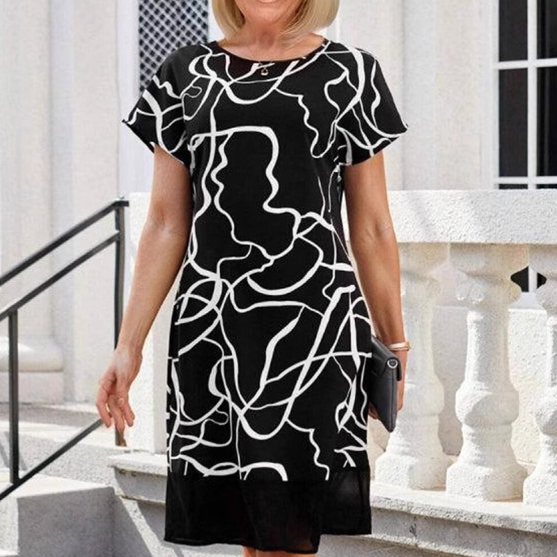 🎁🌸Rövid ujjú, kerek nyakú ruha