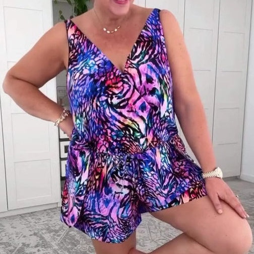 💝 2025 Ujjatlan, nyomtatott, nyomtatott fürdőruha V-nyakkivágással