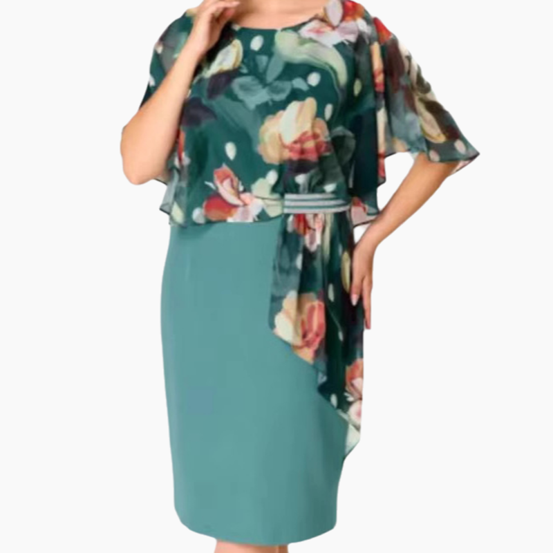 🌸 Elegáns virágmintás, kerek nyakkivágású ruhák nőknek