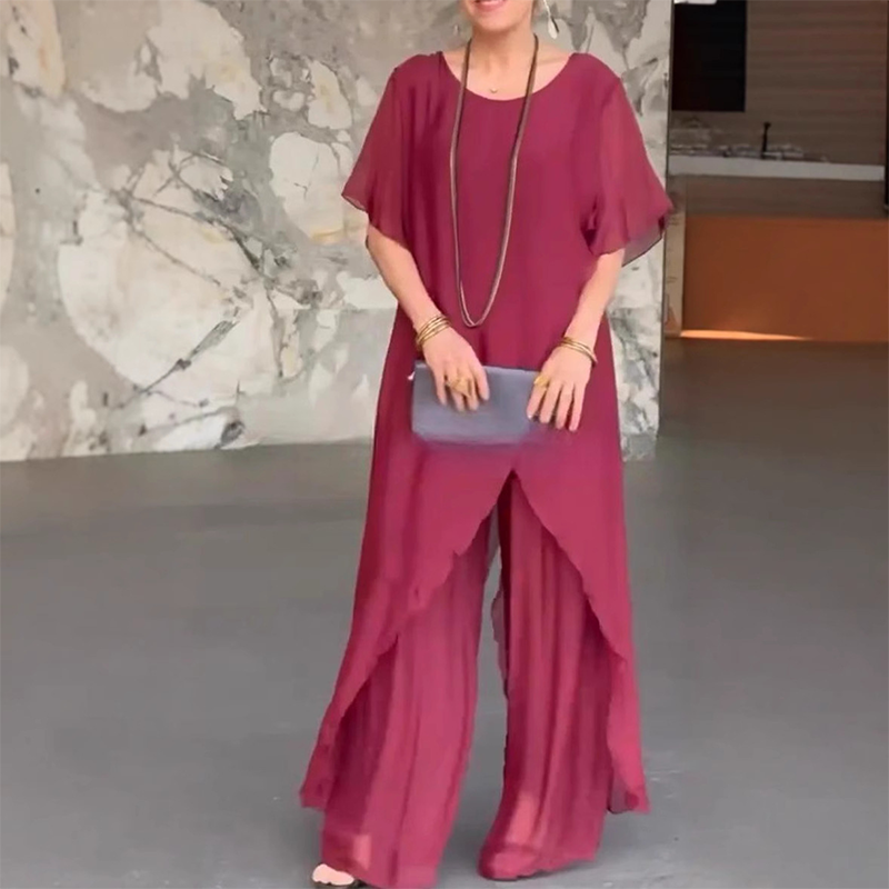 🛍️✨ Női szett, amely egy szabálytalan blúzból és egy könnyű nadrágból áll