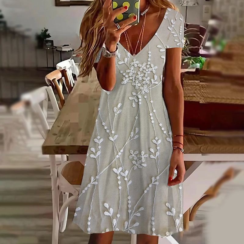 Elegáns női mintás V-nyakú ruhák