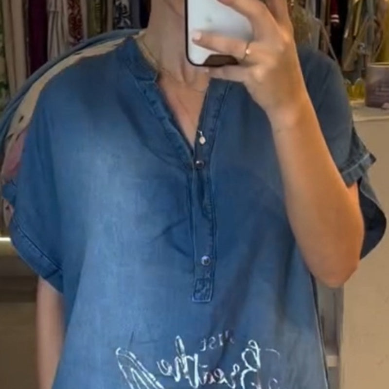 💖Könnyű, lezser ruha V-nyakkal