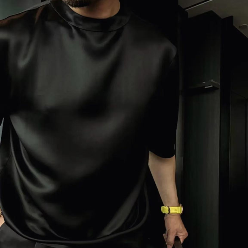 Férfi lezser monokróm blúz és bermuda kétrészes szett