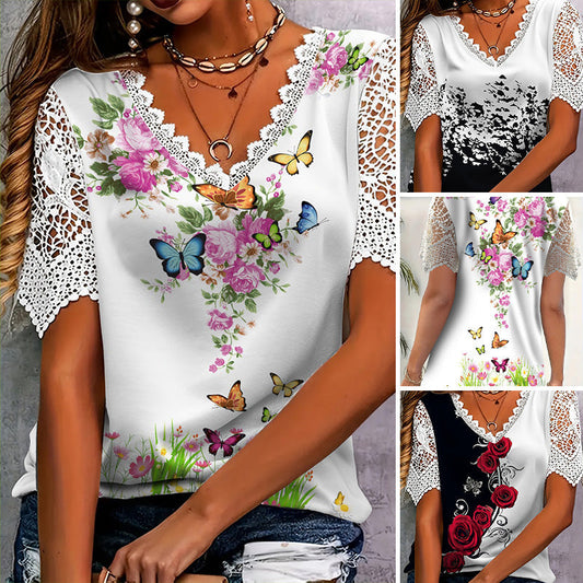 Nyomott csipke rövid ujjakkal