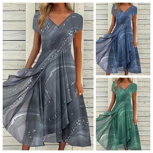 🎀 Lengő maxi ruha V-nyakkal