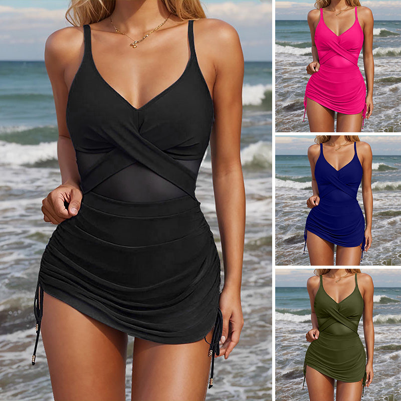 Szexi, egyszínű hálós fürdőruha