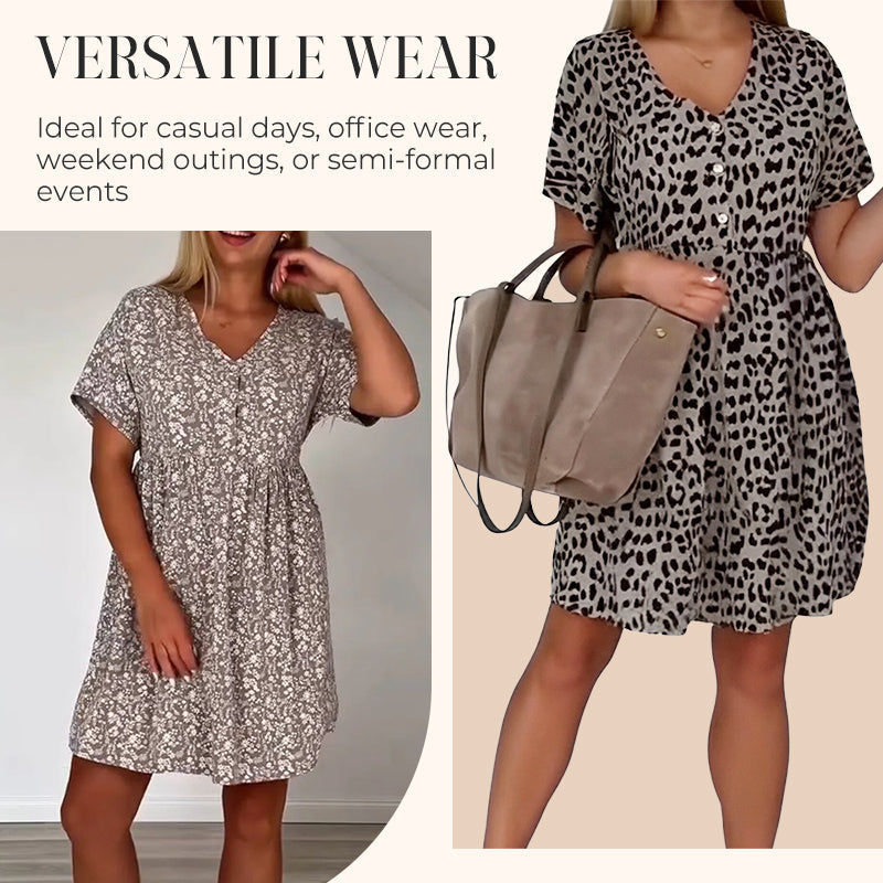 【S-3XL】🌸Rövid ujjú virágmintás ruha