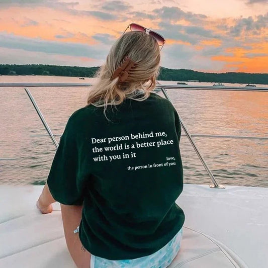 💥Új unisex póló "Kedves Ember A Mögöttem Áll" felirattal, nagy méretben, 2025-től