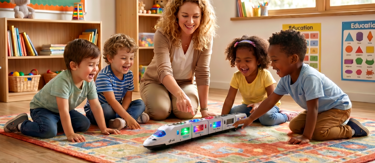 🔥 Világító és zenélő elektromos játékvonat - A tökéletes ajándék
