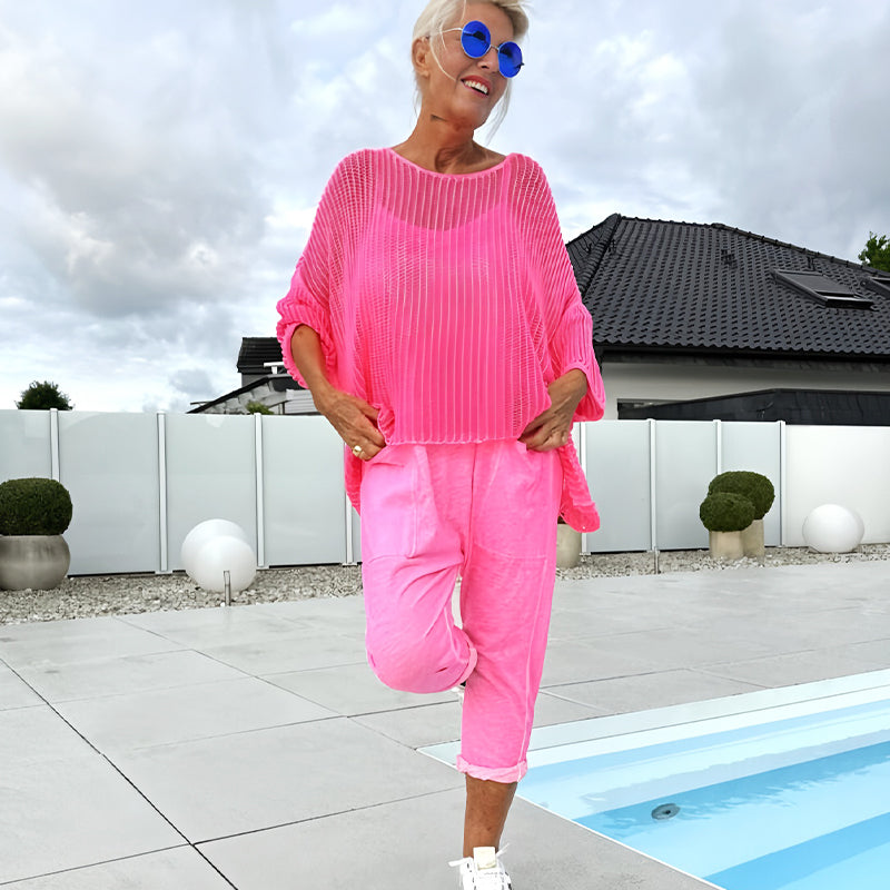 🌸Női overál + üreges lezser felső