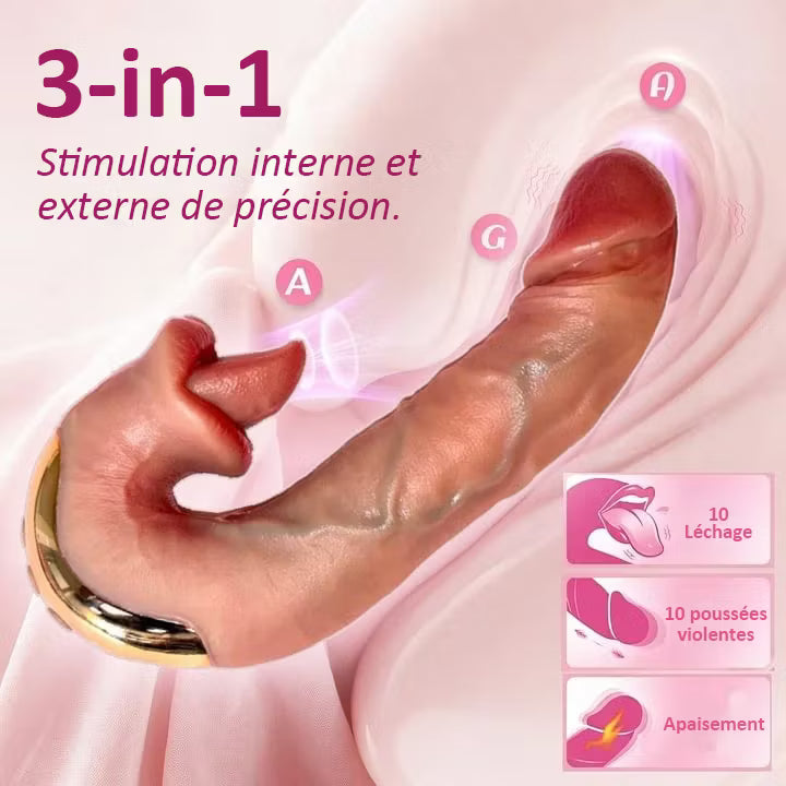 Athena – 3 az 1-ben nyalós és lökdöső vibrátor – Mesterséges intelligencia által vezérelt, fűtött G-pont stimulátor 10 nyalózási móddal