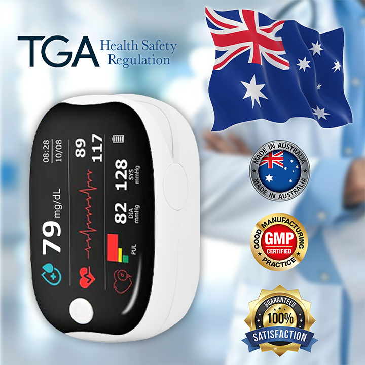 【🎁Ünnepi különlegesség🎄】GlucoSense ujjbegyes pulzoximeter csipesszel - angol verzió (négyszínű LED)