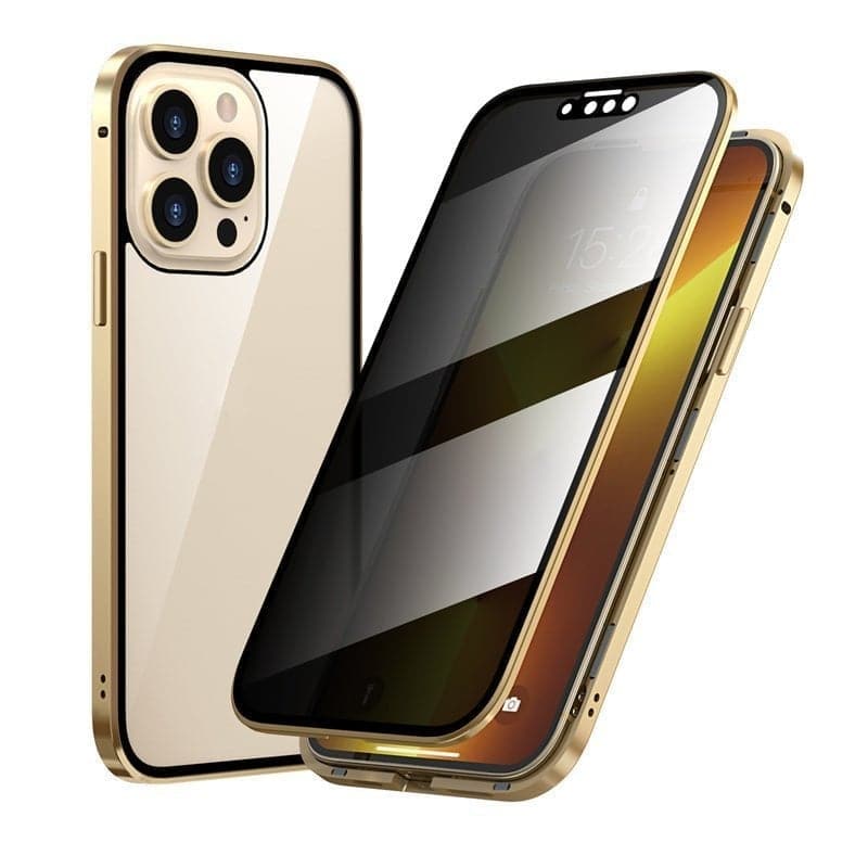Mágneses iPhone tok tükröződésmentes üveggel és fémmel