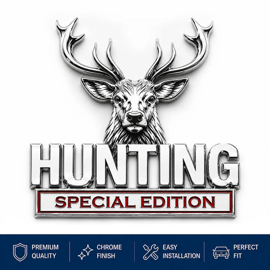 🦌 HUNTING Special Edition - 3D krómozott fém embléma az autódba