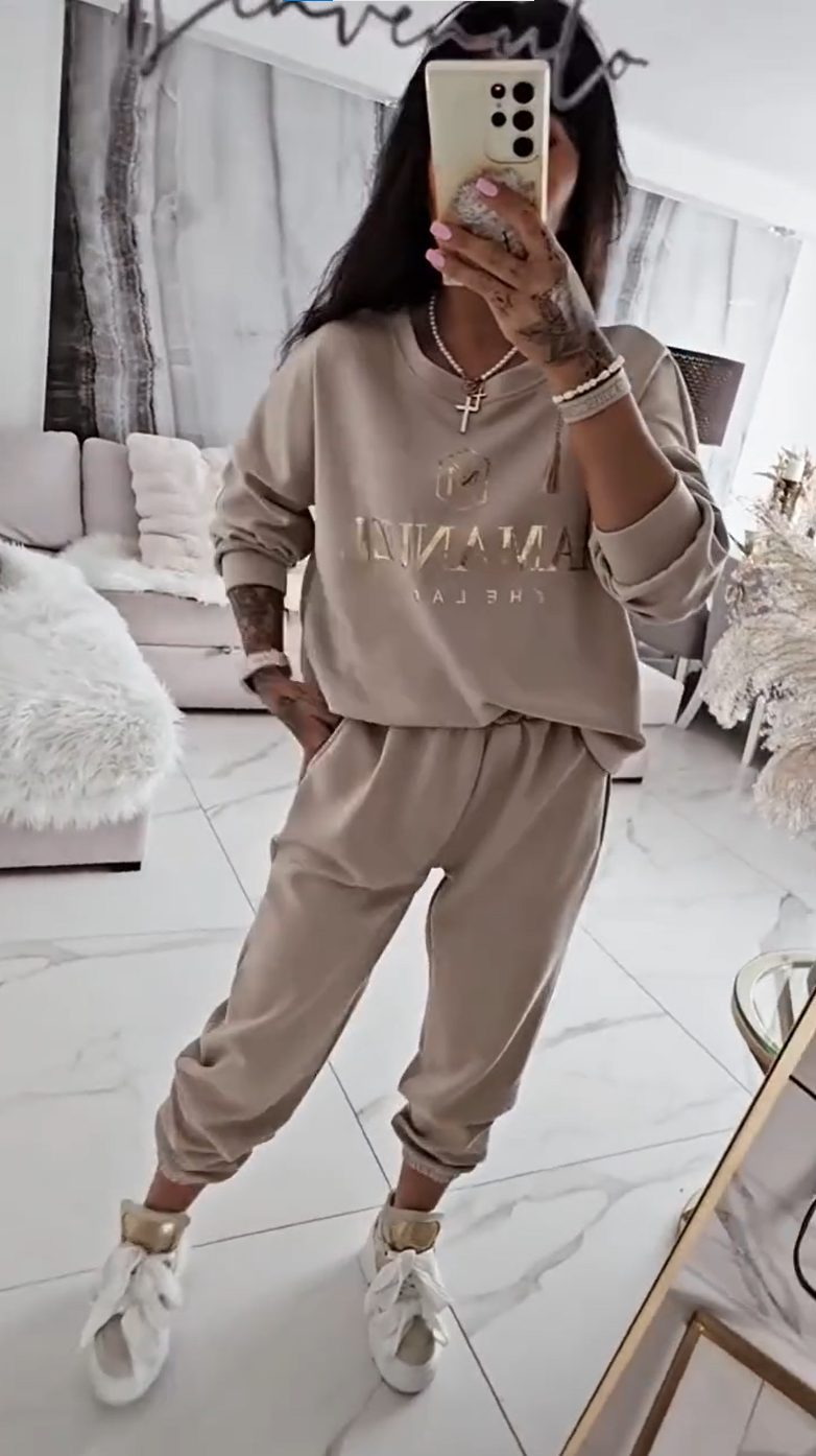 ⏳Oferta ograniczona czasowo! ⏰Damski zestaw casualowy, bluzka z nadrukiem i luźne spodnie