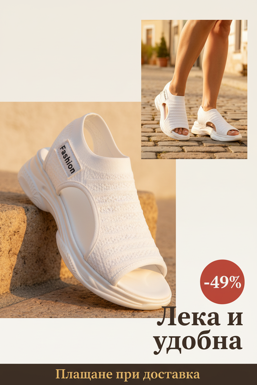 👡Női szandálok 4,5 cm-es platformmal és kötött anyaggal - 2 színben, 35-42-es méretben