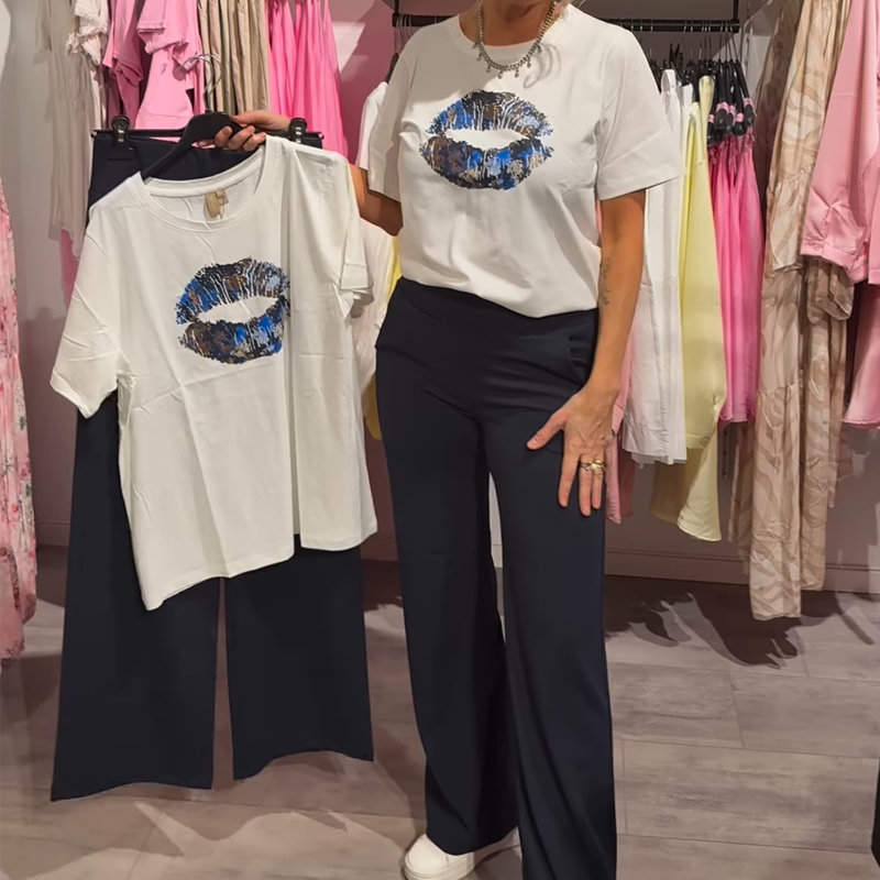 Női kétrészes szett mintával, felsővel és nadrággal