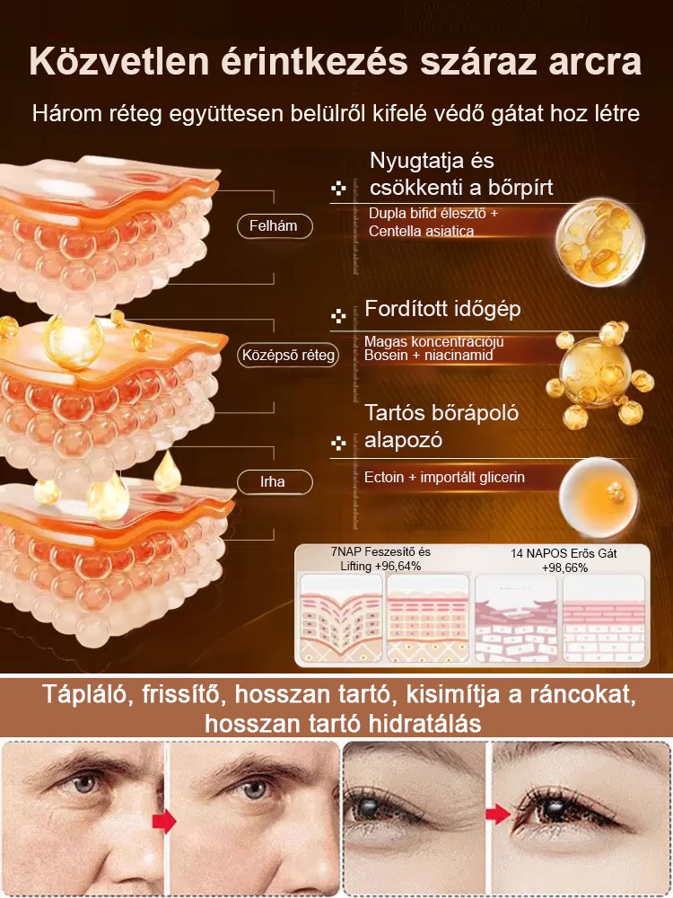 10 évvel fiatalabb egy másodperc alatt” ránctalanító krém