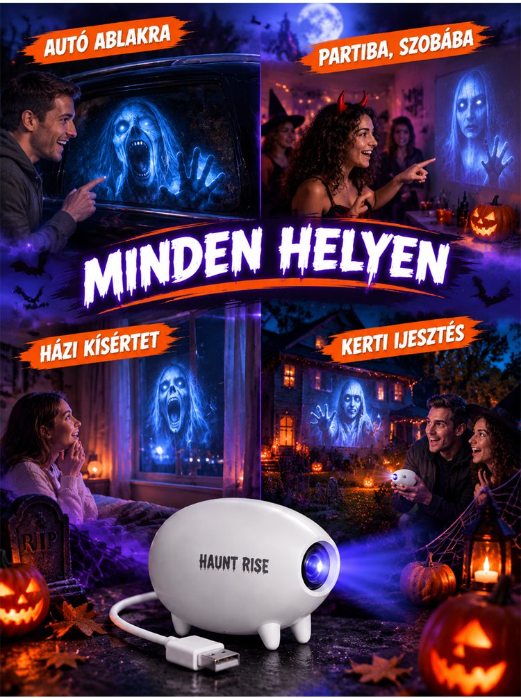 Halloween vetítő lámpa hálószobai kreatív LED-es éjszakai fény koponya lámpa