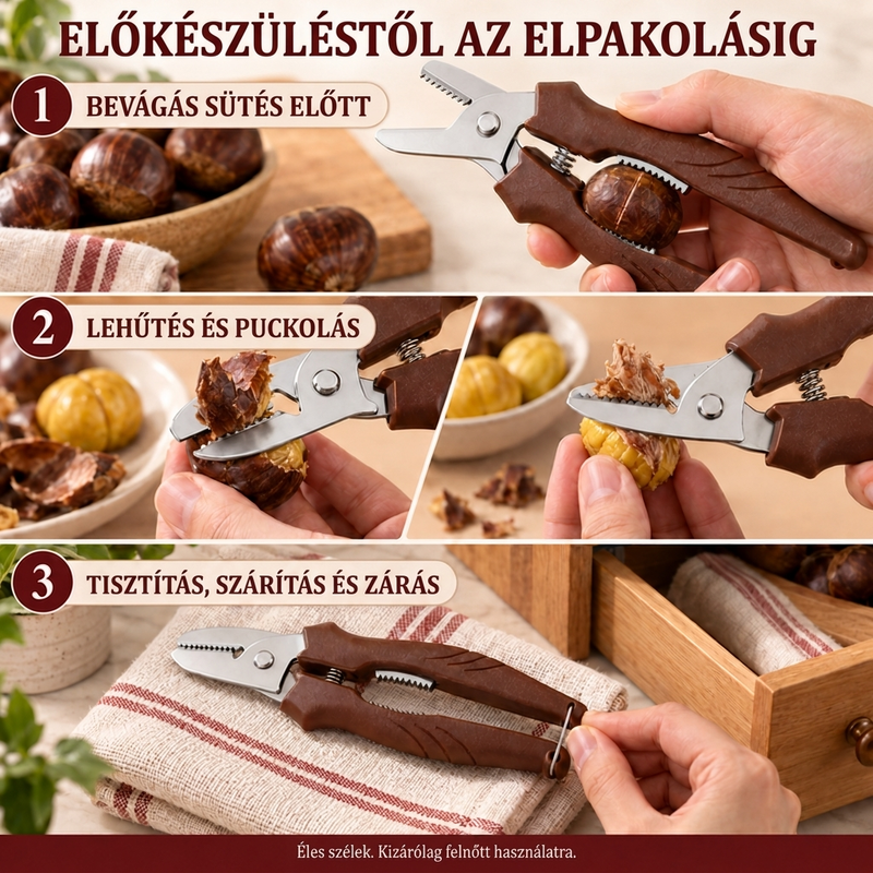 🌰1+1 INGYEN🔪 Multifunkciós gesztenyevágó és hámozó eszköz