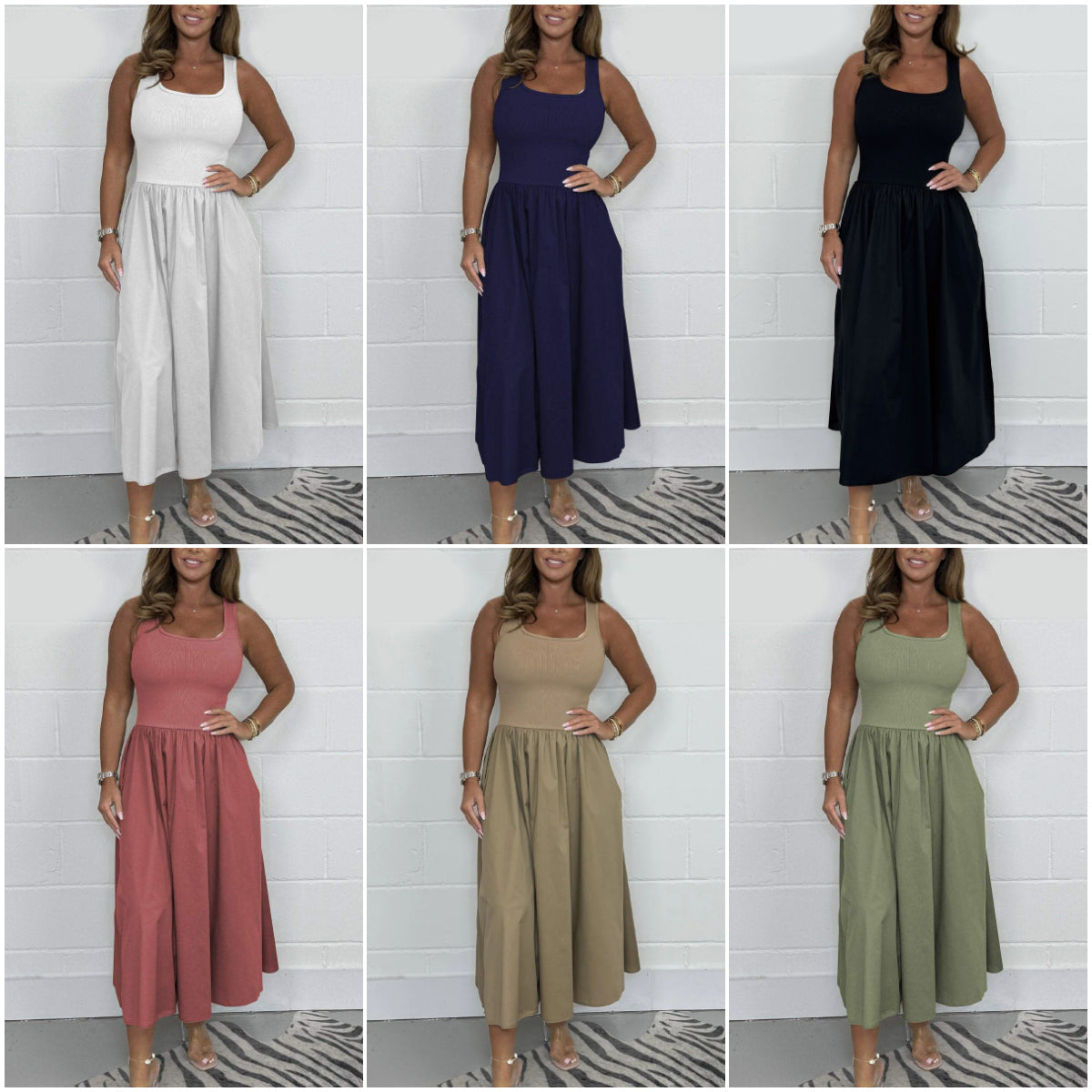 2025🌷Női alkalmi egyszínű egyszínű ujjatlan ruha