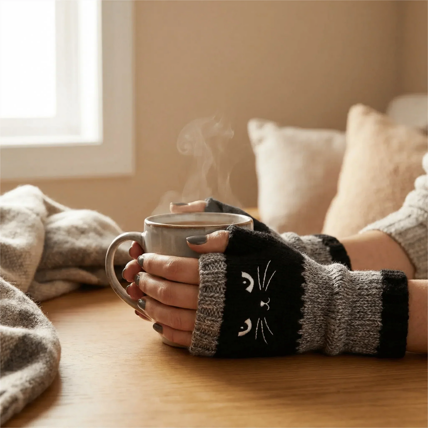 🐱 Cuki női kötött macskás kesztyű🧤🧶