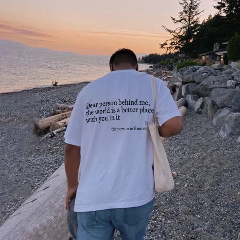 💥Új unisex póló "Kedves Ember A Mögöttem Áll" felirattal, nagy méretben, 2025-től