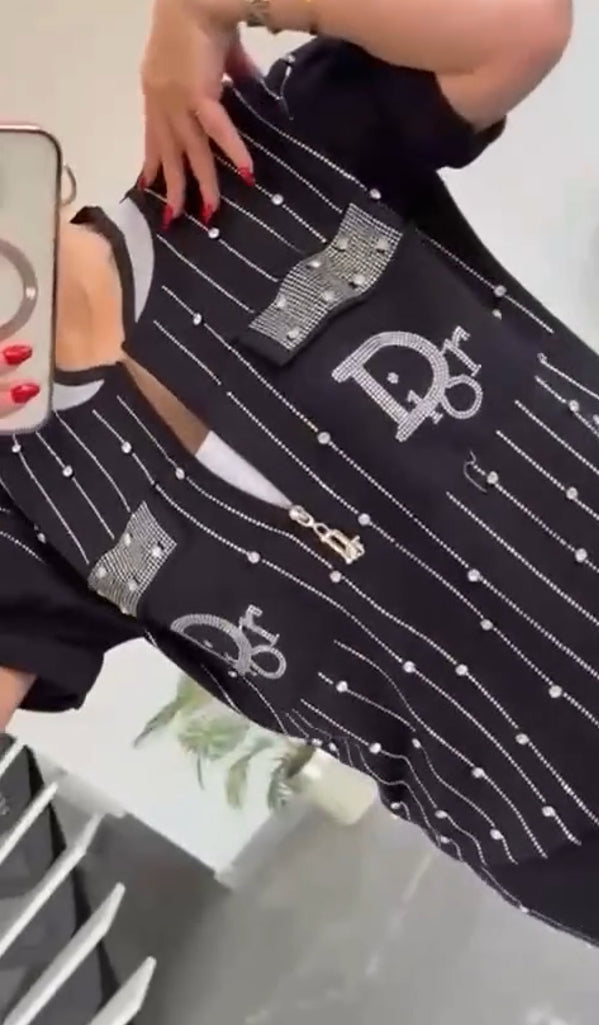 💎Kétrészes szett cipzárral és kristályokkal