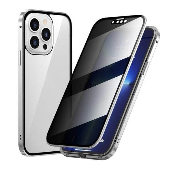 Mágneses iPhone tok tükröződésmentes üveggel és fémmel