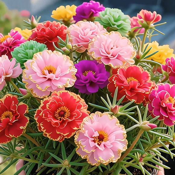 Aranycsipke portulaka🌸✨ Gyönyörű, dupla virágok a könnyed nyári színekért