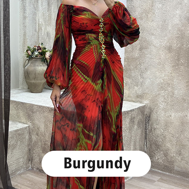 ✨【Karcsúsító Varázsló】Női Pánt nélküli Ruha✨ | Vonzó pánt nélküli dizájn | Rakott részletek | Kivágott hasíték, kényelmes hosszú ujjú