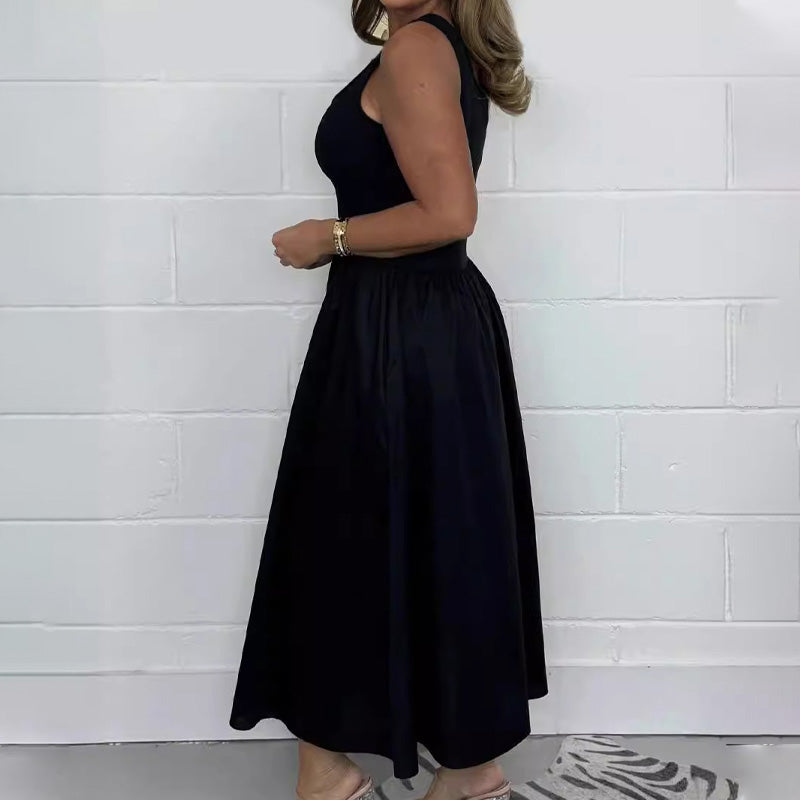 2025🌷Női alkalmi egyszínű egyszínű ujjatlan ruha