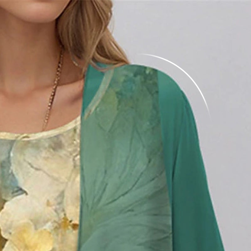 🔥👗Elegáns, kétrészes, virágmintás sifon ruhák