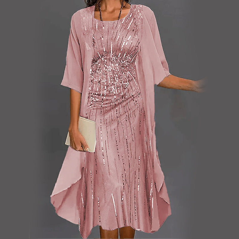 🔥👗Elegáns, kétrészes, virágmintás sifon ruhák