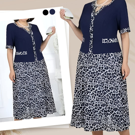 Elegáns, kétrészes, műszálas női ruha virágmintával