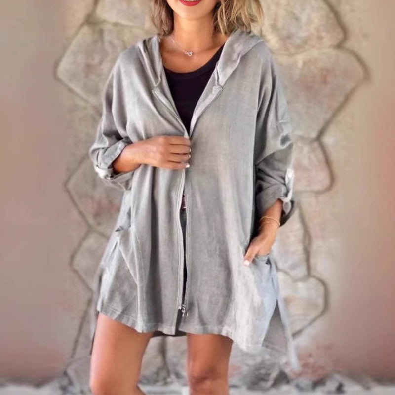 🧥 Női könnyű kabát kapucnival