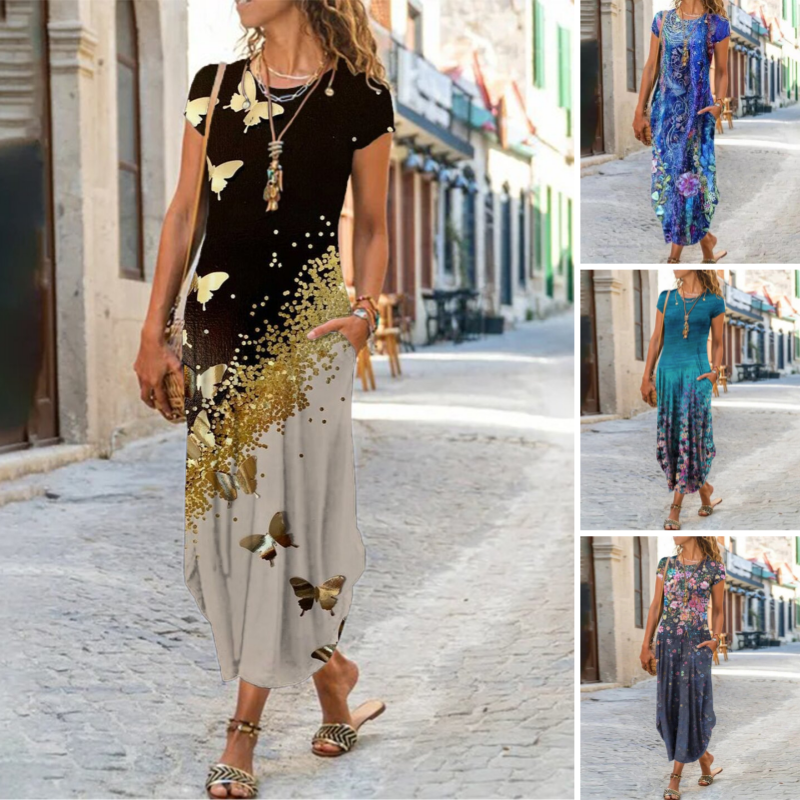 ✨Női hosszú póló nyomtatott ruhák