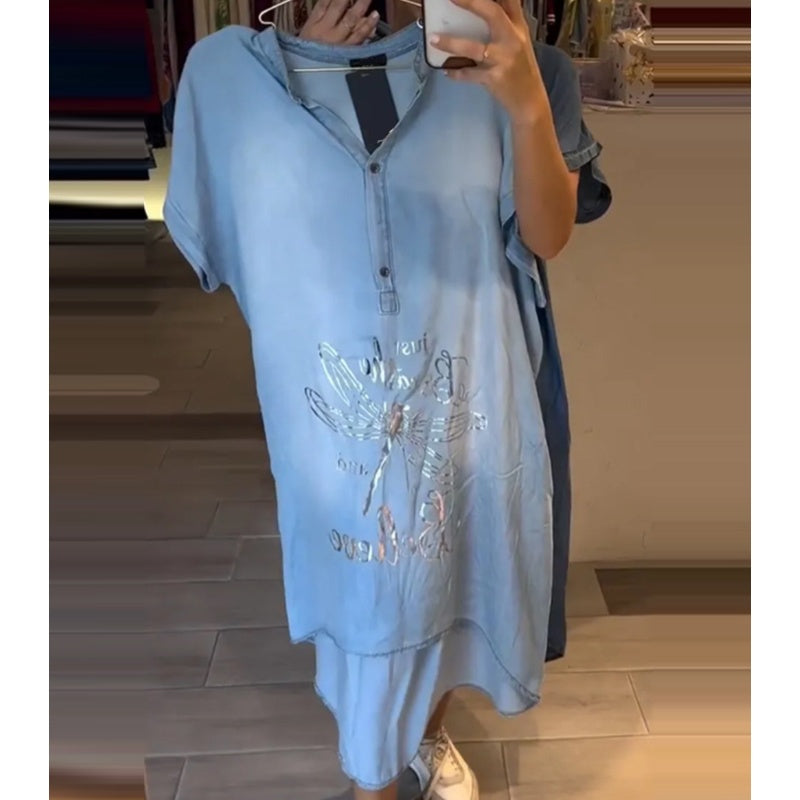 💖Könnyű, lezser ruha V-nyakkal