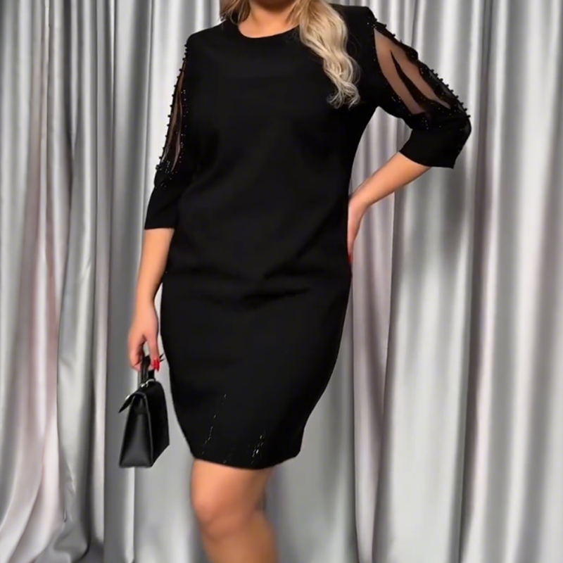 ✨Hétnegyedes ujjú, strasszos csipkével díszített ruha